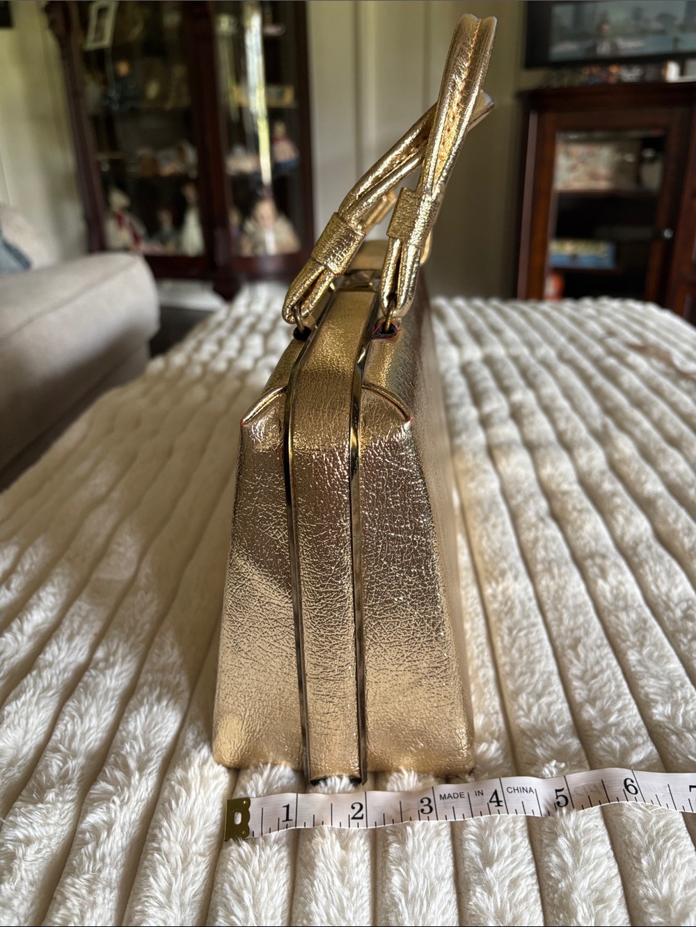 Vintage retro 1950s Gold Metallic Top-Handle Evening Bag - Picture 3 of 6